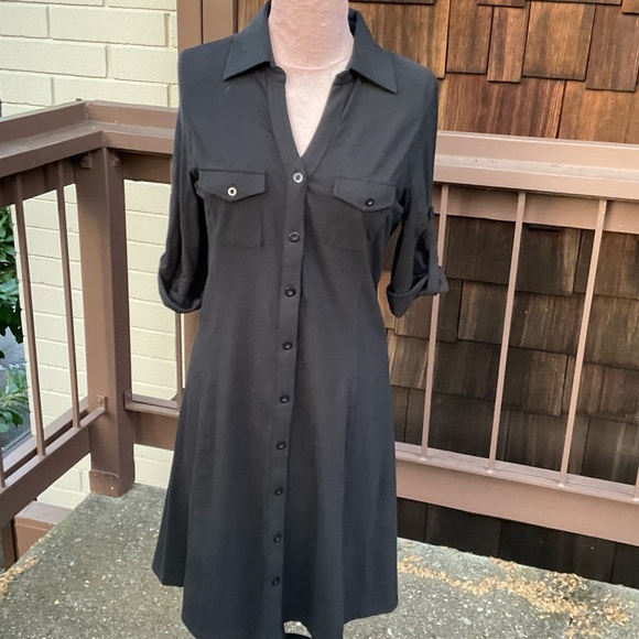 Arentura Organic Black Midi Shirt Dress, cotton Medium - Picture 4 of 11